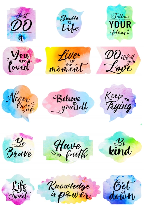 12 Motivational stickers Group C White Background Opaque (non-transparent) stickers