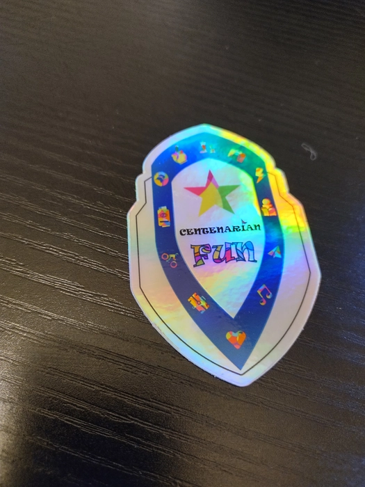 #CentenarianFun Hologram Shield 3 inch Sticker