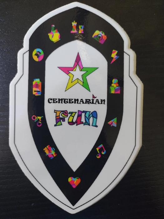 #CentenarianFun Shield 4 inch Sticker