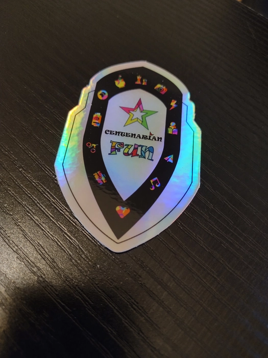 #CentenarianFun Hologram Shield 3 inch Sticker