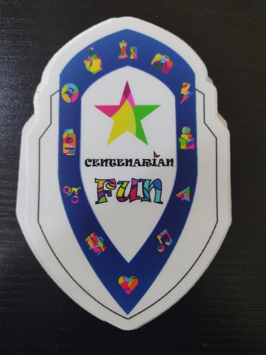 #CentenarianFun Shield 4 inch Sticker