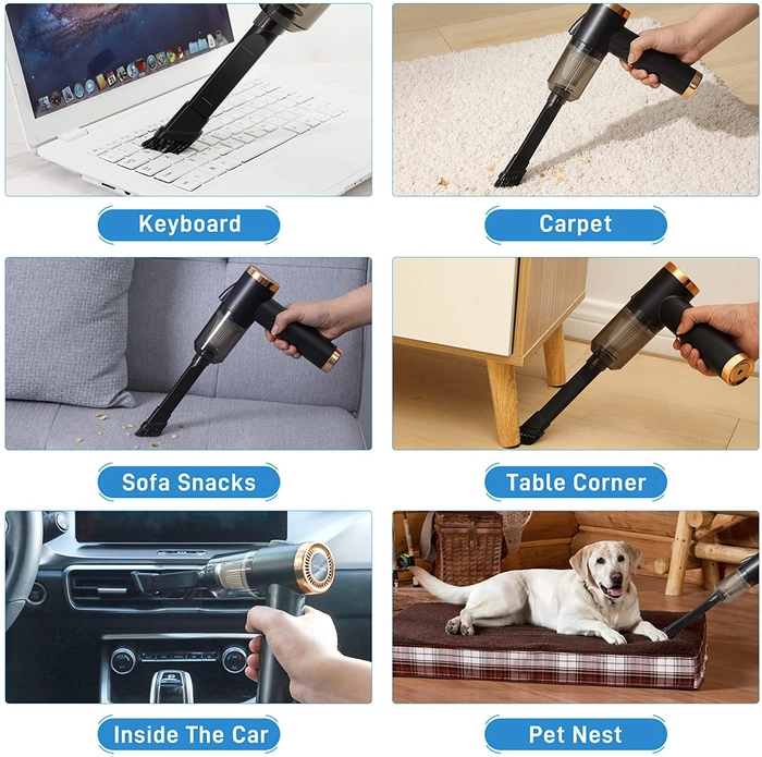 Rechargeable Vacuum Cleaner 2 in 1 Dust Collection/Lighting Car Vacuum Cleaner High-Power Handheld Wireless Vacuum Cleaner Home Car Dual-use Portable