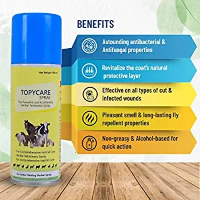 TOPYCARE 100ml Pet Wound Healing Herbal Veterinary Spray for Dogs, Cats and All Other Breeds