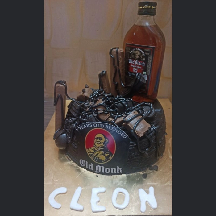 Old Monk Theme Cake//Pure Chocolate Cake//Chocolate Truffle// - YouTube