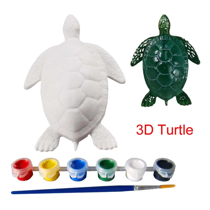 3D Turtle Paper Mache Painting Children Play Art Craft with Acrylic Colour Kids Handmake Activity