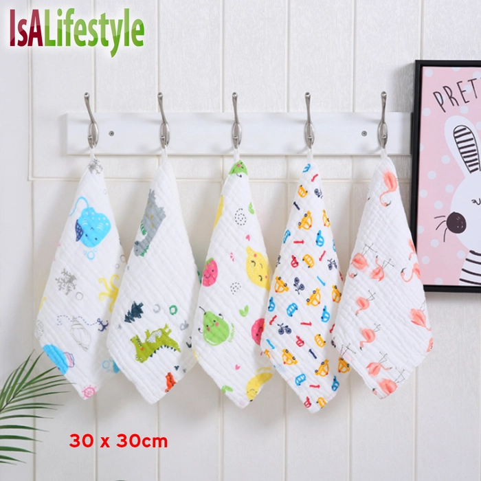 Baby Handkerchief Hanky 6-Layer Cotton Infant Bib Face Towel Wipe Burp Cloth Saliva BH Hanky