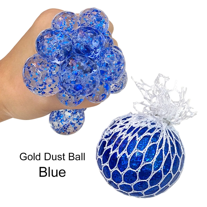 Gold Dust Stress Ball Kid Squishy Toy Adult Relief Mesh Squish Glittery Fidget Funny Press Bola Tekanan