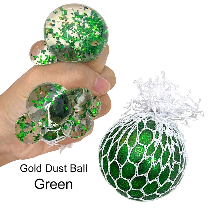 Gold Dust Stress Ball Kid Squishy Toy Adult Relief Mesh Squish Glittery Fidget Funny Press Bola Tekanan