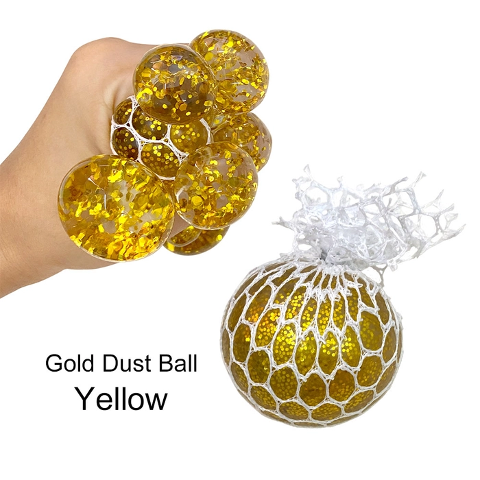 Gold Dust Stress Ball Kid Squishy Toy Adult Relief Mesh Squish Glittery Fidget Funny Press Bola Tekanan