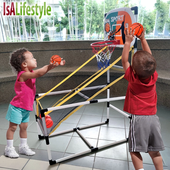 Children Arcade Basketball Shooting Rack Sport Play Ball Net Set Hoop Rim Shooting System Stand Main Bola