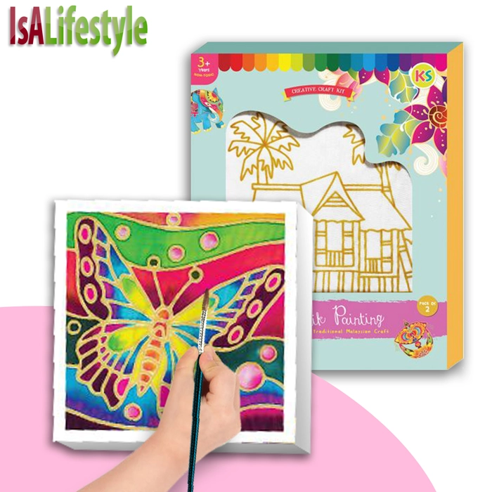 [2pcs Box Set] Batik Painting (21cm x 21cm) Batik Colour Kit with Brush Kid Art & Craft for School /Event/Party Activity