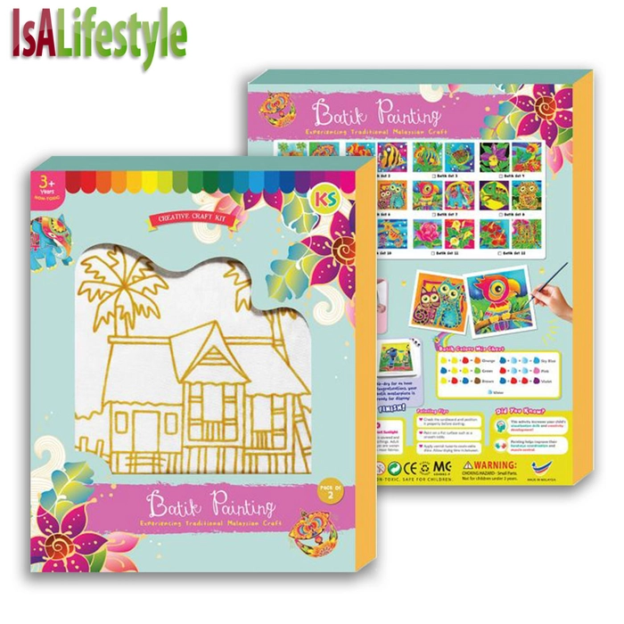 [2pcs Box Set] Batik Painting (21cm x 21cm) Batik Colour Kit with Brush Kid Art & Craft for School /Event/Party Activity