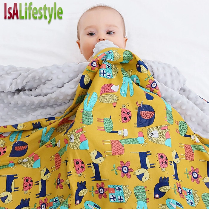 Baby Soft Beanie Blanket Swaddle Newborn Wrap Thermal Fleece Bean Dotted Double Sided Bedung Bayi DK 豆豆被