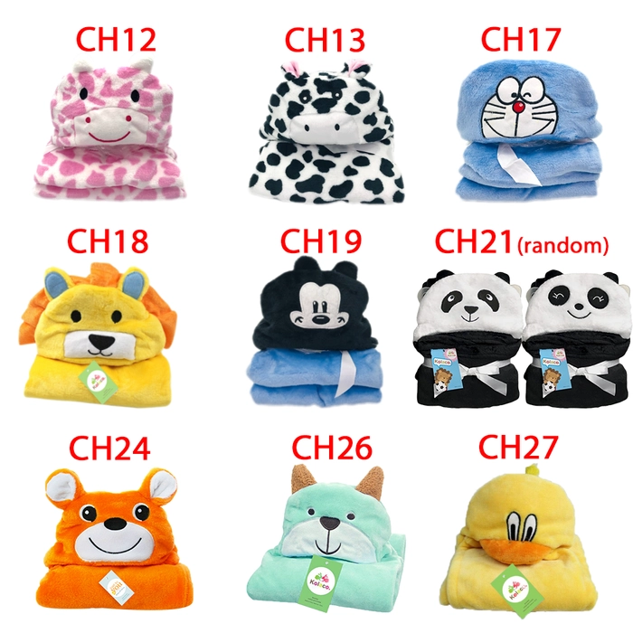 Hoodie Blanket for Newborn Baby Fleece Cute Animal Cartoon Style Hooded Receiving Soft Blanket