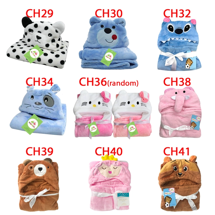 Hoodie Blanket for Newborn Baby Fleece Cute Animal Cartoon Style Hooded Receiving Soft Blanket