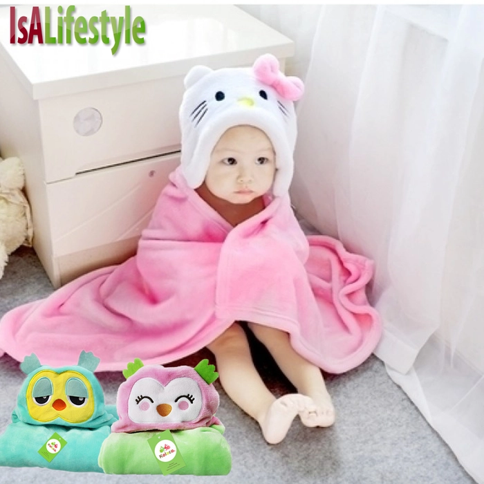 Hoodie Blanket for Newborn Baby Fleece Cute Animal Cartoon Style Hooded Receiving Soft Blanket