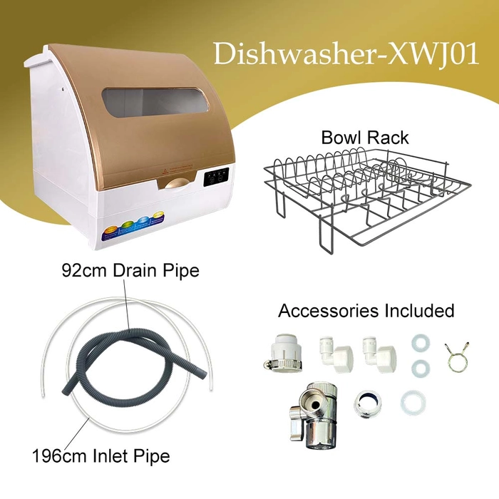 Tabletop Dishwasher Intelligent Automatic Counter Top Dish Washer Dishwasher Fruit Washer Wash + Dry YH-XWJ01