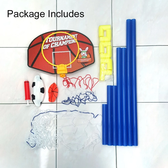 Kid Sport Toy 2in1 Football with Basketball Play Post Net Set Mainan Bola Sepak Karanjang Soccer Tiang Gol