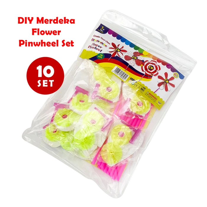 Merdeka Flower Pinwheel (10/pk) Festival Toy DIY Children Art Craft Windmill Hari Kemerdekaan Malaysia Day