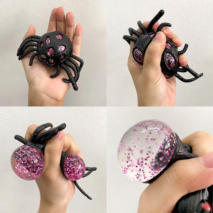 Spider Stress Ball Squishy Toys Halloween Tricky Toy Cute Mesh Stress Relieving Squeezing Ball Party Gift