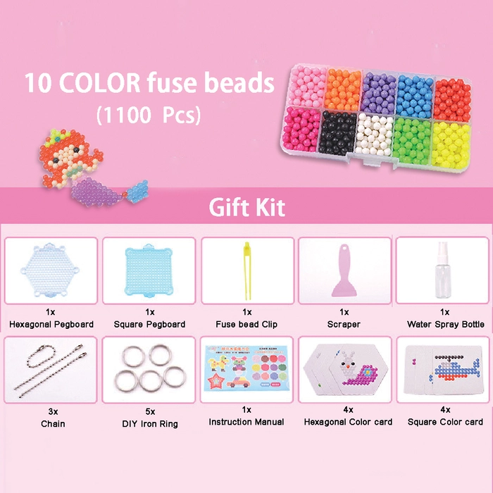 3D Water Mist Magic Sticky Fuse Beads (10/15 Colour) DIY Bead Aquabead Keychain Decoration