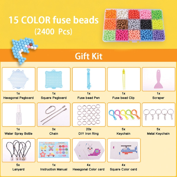 3D Water Mist Magic Sticky Fuse Beads (10/15 Colour) DIY Bead Aquabead Keychain Decoration