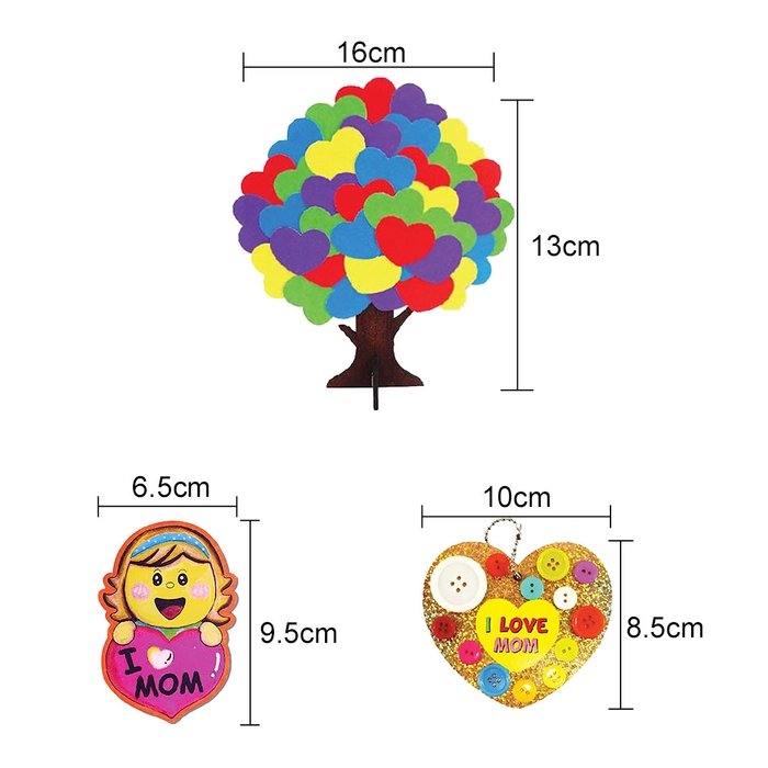 Mother's Day Gift Set Art Craft Present / Keychain / Magnets / Tree Hearts Stand / Button Keychain