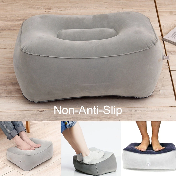 Inflatable PVC Flocking Footrest Pillow Long-Distance Flight Portable Relax Cushion Sleeping Pillow Foot Rest with Hand Pump