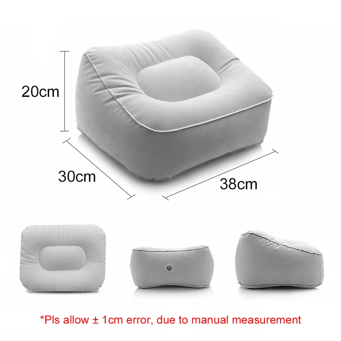 Inflatable PVC Flocking Footrest Pillow Long-Distance Flight Portable Relax Cushion Sleeping Pillow Foot Rest with Hand Pump