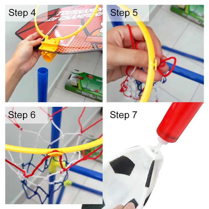 Kid Sport Toy 2in1 Football with Basketball Play Post Net Set Mainan Bola Sepak Karanjang Soccer Tiang Gol