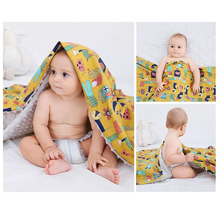 Baby Soft Beanie Blanket Swaddle Newborn Wrap Thermal Fleece Bean Dotted Double Sided Bedung Bayi DK 豆豆被