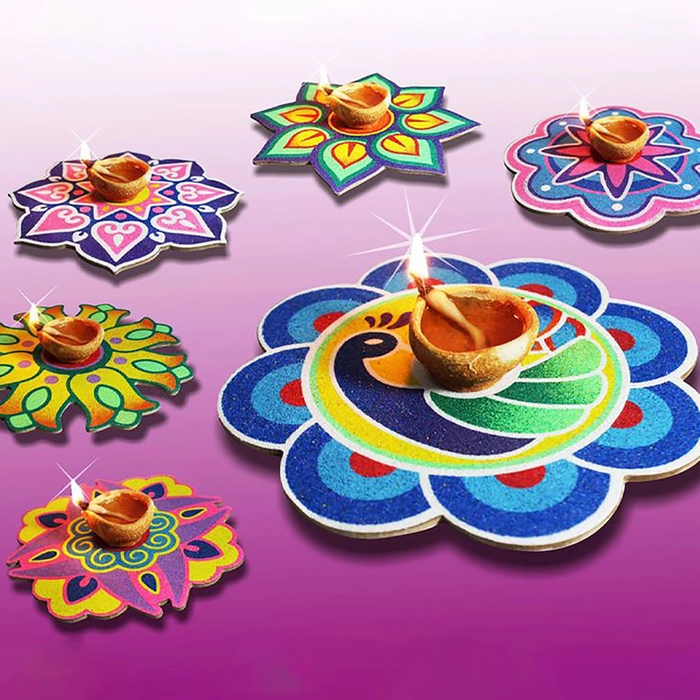 Rangoli Board Kolam Decoration Colorful Sand Art Set Kid Play Craft Christmas Gift Indian Deepavali