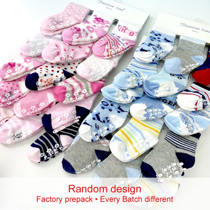 Infant Baby 3-Pair BOY and GIRL Anti-slip Sock (0-3M / 3-6M / 6-12M)