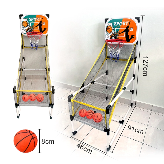 Children Arcade Basketball Shooting Rack Sport Play Ball Net Set Hoop Rim Shooting System Stand Main Bola