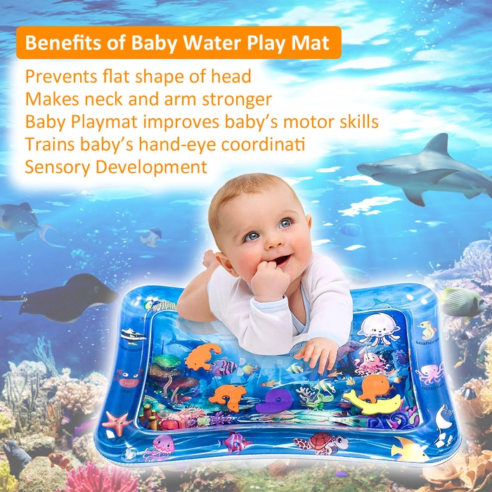 Baby Water Play Mat Tummy Time Inflatable Patted Playmat Cushion Bed Stimulation Growth Kusyen kembung Mainan Slapped Pad Sensory Toy Fun Activity Play Center Growth Brain Development