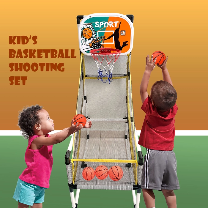 Children Arcade Basketball Shooting Rack Sport Play Ball Net Set Hoop Rim Shooting System Stand Main Bola