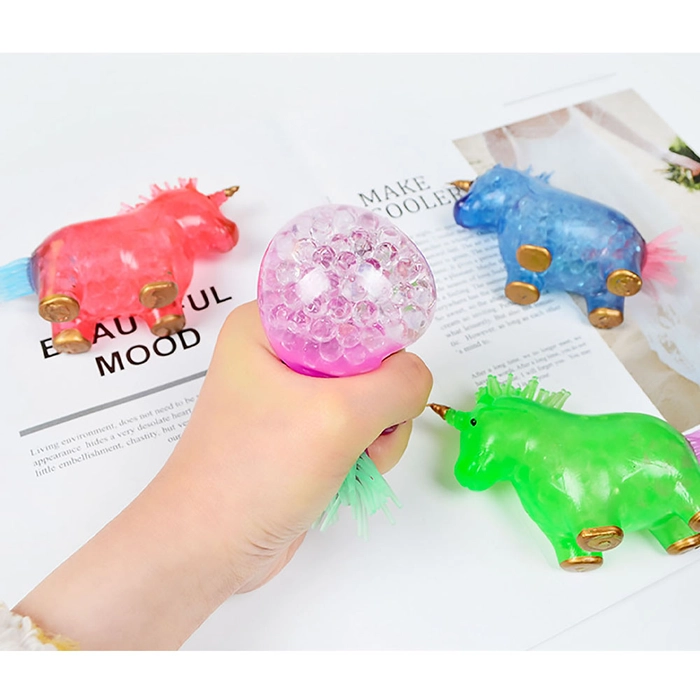 Colorful Squishy Stress Ball Venting Stress Relief Mesh Squish Finger Exercise Toy Stress Unicorn Pineapple