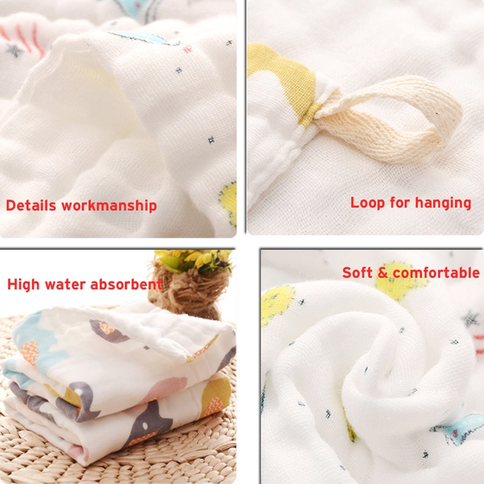 Baby Handkerchief Hanky 6-Layer Cotton Infant Bib Face Towel Wipe Burp Cloth Saliva BH Hanky