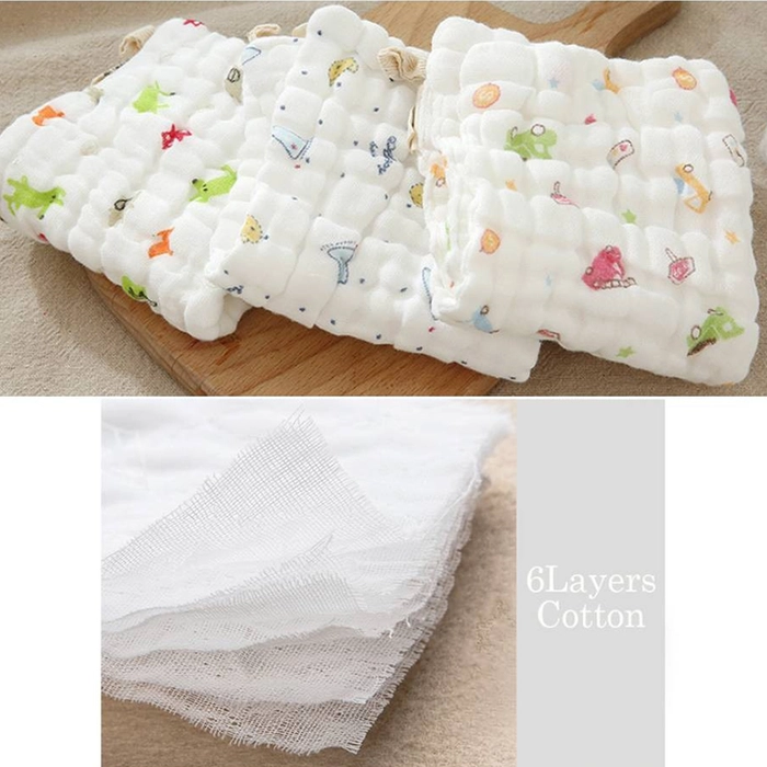 Long Hanky 6 Layer New Born Baby 25 x 50cm Face Towel Handkerchief Muslin Cotton Bib Burp Cloth Saliva LH