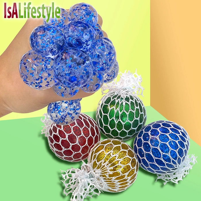 Gold Dust Stress Ball Kid Squishy Toy Adult Relief Mesh Squish Glittery Fidget Funny Press Bola Tekanan