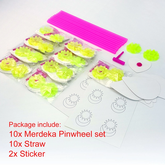 Merdeka Flower Pinwheel (10/pk) Festival Toy DIY Children Art Craft Windmill Hari Kemerdekaan Malaysia Day