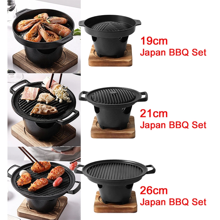 Personal BBQ Barbeque Grill Plate Set Premium Japanese Mini Stove Portable Camping Cookware Barbeku Picnic