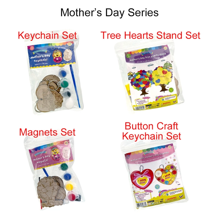 Mother's Day Gift Set Art Craft Present / Keychain / Magnets / Tree Hearts Stand / Button Keychain