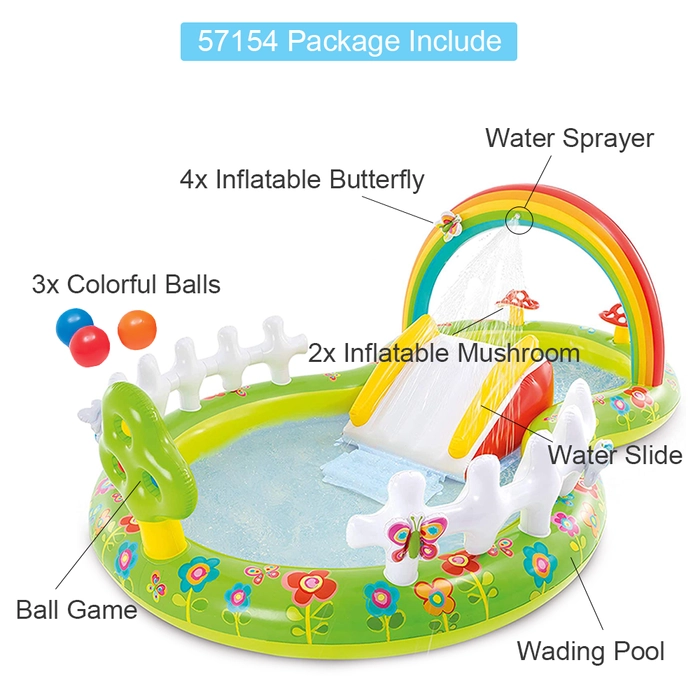 Intex 57453 57154 Kids Play Pool Water Sprayer Slide Rainbow Wading Pool Outdoor Water Game