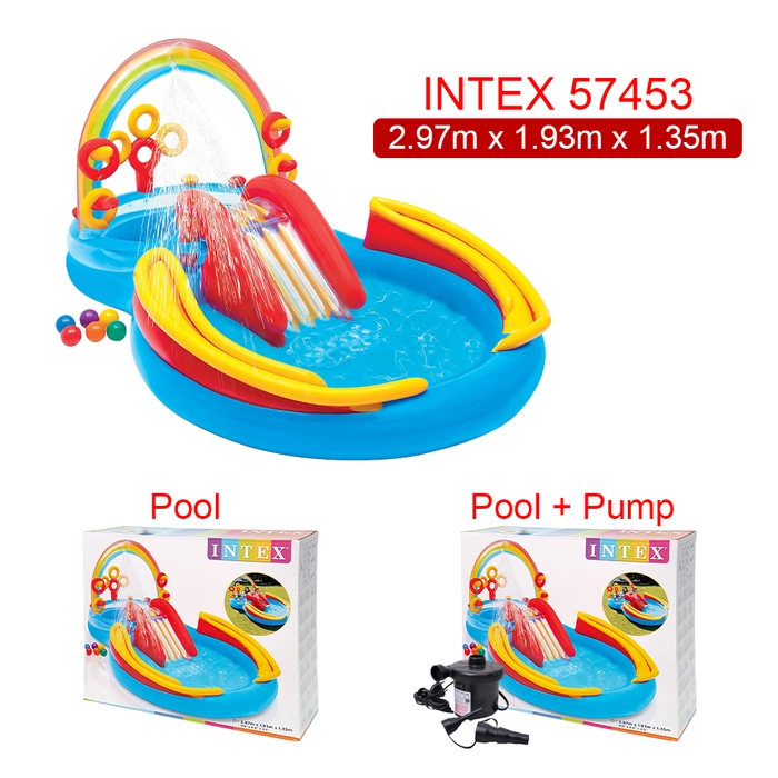 Intex 57453 57154 Kids Play Pool Water Sprayer Slide Rainbow Wading Pool Outdoor Water Game