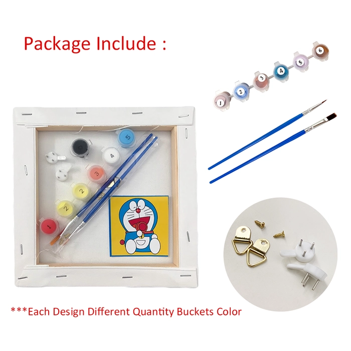 Number Painting Set with Acrylic Colour & Brush 20cmX20cm Fixed On  Wooden Frame