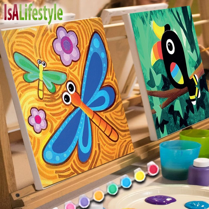 Canvas Colourful Painting Kit DIY Kid Art & Craft Colouring Set with Colour and Brush Fun Arts