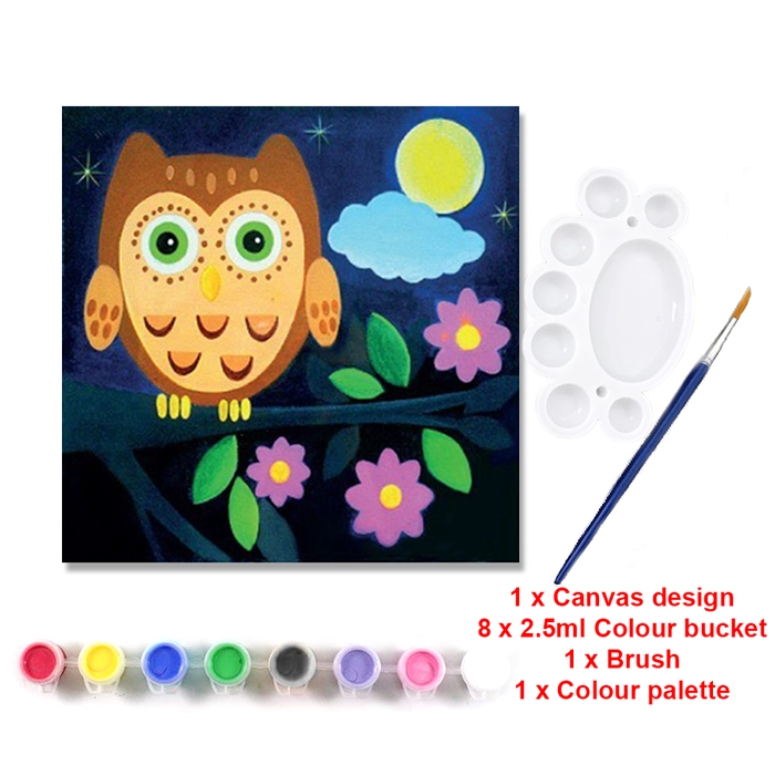 Canvas Colourful Painting Kit DIY Kid Art & Craft Colouring Set with Colour and Brush Fun Arts