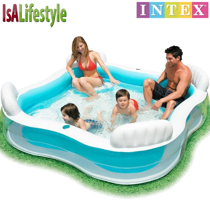 Intex 56475 Inflatable Kids Play Swimming Pool Above Ground Backyard Pool with Seat Backrest