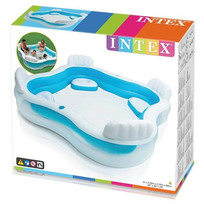 Intex 56475 Inflatable Kids Play Swimming Pool Above Ground Backyard Pool with Seat Backrest